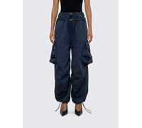 THE ATTICO Pantaloni cargo wide leg in cotone a vita alta 38 Blue
