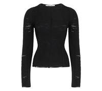 The Attico - Top a maniche lunghe con dettaglio frange - - Tops - Donna - Nero - M