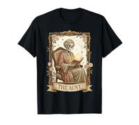The Aunt Tarocco Card Women Skeleton Aunty Book Lover Maglietta