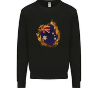 The Australian Flag Fire Effect Australia Uomo Sweatshirt Jumper