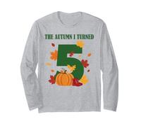 The Autumn I Turned 5 - Zucca Minimalista per 5° Compleanno Maglia a Manica