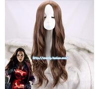 The Avengers Scarlet Strega Wanda Django Maximoff Parrucca Cosplay sintetica lunga ondulata Parrucca per adulto + Cappellino parrucca gratuito