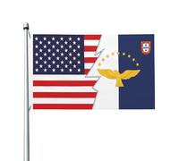 The Azores And America Bandiere Robuste Bandiera Con 2 Occhielli Bandiera Da Giardino Per Feste Esterno Decorazione 90X150Cm