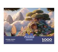 The Background Is Composed of Mountains 1000 Pezzi Carta Ecologica Puzzle Coastal Hobbit-style Village Sfida Unica Gioco Creativo Puzzle Per Adulti E Bambini 70x50cm/1000pcs