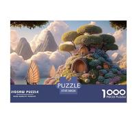 The Background Is Composed of Mountains 1000 Pezzi Carta Ecologica Puzzle Coastal Hobbit-style Village Sfida Unica Gioco Creativo Puzzle Per Bambini 38x26cm/1000pcs