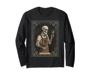 The Barber Tarot Card, Negozio di Acconciature Gotiche con Scheletro, Halloween Maglia a Manica