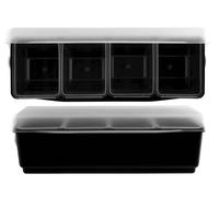 THE BARS Porta Condimento 4 Vaschette In Polipropilene Nero Cm 48X18X16