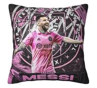 The Beach Stop Federa per cuscino con eroe sportivo Lionel Messi, idea regalo per uomini, donne, ragazzi e ragazze, 45 x 45 cm, 18 x 18 cm, colore: rosa
