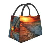 The Beach Sunset Borsa per il pranzo per donne e uomini adulti Scatola termica per il pranzo riutilizzabile a prova di perdite Borsa per il pranzo di grande capacità Contenitore per alimenti portatile