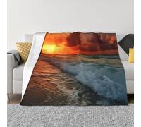The Beach Sunset Coperta e copriletto, ultra morbida, in micropile, leggera, in flanella, per aria condizionata, per tutte le stagioni, calda, per divano e divano, 127 x 101,6 cm