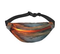 The Beach Sunset Marsupio per uomo e donna, alla moda, borsa a tracolla con tracolla regolabile, impermeabile, per viaggi, escursionismo, sport, nero, taglia unica, Nero , Taglia unica
