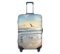The Beach with Sea Birds Coprivaligia Elastico Lavabile per Viaggio, Protezione per Valigia alla Moda, Elastico Antipolvere, Adatto a Valigie da 18 a 32 pollici, Nero, X-Large