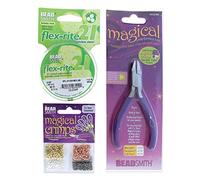 The Beadsmith Magical Crimper Kit include pinze per crimpare, 500 tubi a crimpare, 2 x 2 mm in colori assortiti e filo FlexRite a 21 fili