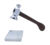 The Beadsmith Martello da caccia e blocco da banco - Elementi in filo - Martello a due lati, 19,1 cm, manico in legno - Blocco in acciaio da 5,1 cm con foro per rivettatura e piegatura - Strumenti per