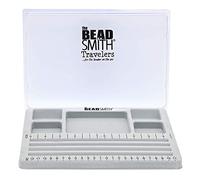 The Beadsmith Mini tavola per perline, grigio floccato, 4 canali dritti, 5 scomparti da incasso, 19,7 x 28,6 cm, tavole di design per creare bracciali, collane e altri gioielli
