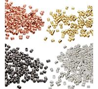 The Beadsmith Perline a crimpare a tubo, 2 x 2 mm, colori assortiti, 500 pezzi, forma cilindrica uniforme, senza bordi taglienti, progettate per fissare le estremità di fili e cavi di gioielli
