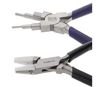 The Beadsmith Set di 2 pezzi per lavorare il filo - Pinza piegatrice per cavi da 14,6 cm e pinze a becchi a doppia catena in nylon da 12 cm - Utilizzare per creare anelli e anelli di salto e