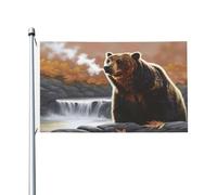 The Bear by the River - Bandiera double-face da 0,9 x 1,5 m, resistente per decorazioni da esterno e giardino, stampa su entrambi i lati, facile da installare