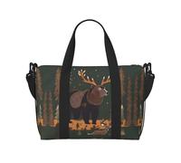 The Bear Deer - Borsone da viaggio versatile da donna, spazioso borsone da viaggio, borsa da palestra da uomo, nero, Taglia unica