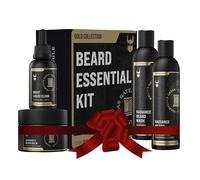 The Beard Struggle Valhalla's Gates Essential Kit - Kit per la cura e la cura degli uomini, con balsamo, olio, lavaggio, balsamo, collezione Gold