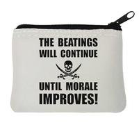 The Beatings Will Continue Until Morale Improve Pirate Graphic Neoprene portamonete 10 x 11 cm Bianco