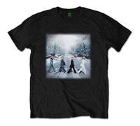 The Beatles 'Abbey Christmas' (Nero) T-Shirt - NUOVO E UFFICIALE
