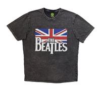The Beatles Drop T Logo And Vintage Flag Stone Wash T Shirt