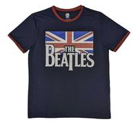 The Beatles Drop T Logo & Vintage Flag autorizzato Uomo maglietta