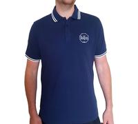 Beatles - the - Rock Off The Beatles Polo Shirt Drum Band Logo Nuovo Ufficiale Uomo Navy Blu Size S