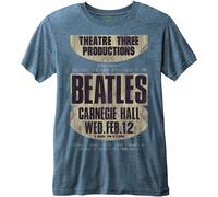 The Beatles Men's Carnegie Hall with Burn Out Finishing T-Shirt XXL Blue