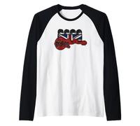 The Beatles Official Rock Pop Band Guitar Flag Music Men WOM Maglia con Maniche Raglan