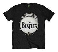 The Beatles 'Original Drum Skin' (Black) T-Shirt - NUOVO E UFFICIALE