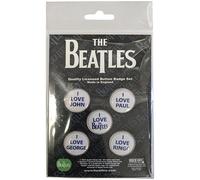 The Beatles Spilla in metallo Pack I Love The Beatles Ufficiale