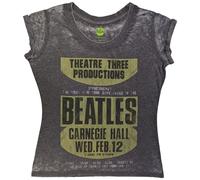 Rock Off The Beatles T Shirt Carnegie Hall Nuovo Ufficiale da Donna Burnout Size M
