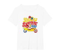 The Beatles Yellow Submarine - Lettere di Gruppo Maglietta, Donna Plus-Size, Bianco, 6X