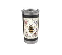 The Bee Tarocchi Carta Vintage Floreale Api Cottagecore Estetica Bicchiere termico in acciaio inox doppia parete