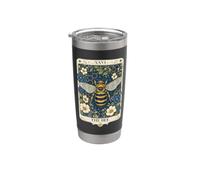 The Bee Tarocchi Carta Vintage Floreale Api Cottagecore Estetica Bicchiere termico in acciaio inox doppia parete