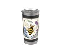 The Bee Tarocchi Carta Vintage Floreale Api Cottagecore Estetica Bicchiere termico in acciaio inox doppia parete
