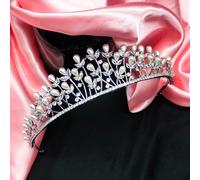 The Belle Époque Perla Tiara Set Con Cubic Zirconia Ondeggiando Foglie &