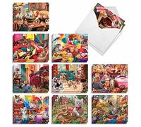 The Best Card Company Paws Gone Wild-Cats AM9618OCB-B2x10 - 20 biglietti assortiti con buste, 10 x 10 cm