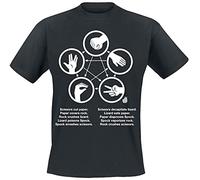 The Big Bang Theory Rock Paper Scissors Lizard Spock Uomo T-Shirt Nero XXL 100% Cotone Regular