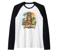 The Big Kahuna Hawaiian Tiki Surf Vintage Tropical Maglia con Maniche Raglan