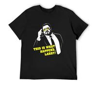 The Big lebowsky This is What Happens Larry Unisex 100% Cotton Short-Sleeve T-Shirts Black S