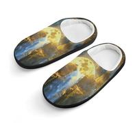 The Big Moon - Pantofole in cotone per bambini, per camera da letto, interni ed esterni, Stile nero, 26-27