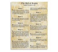 The Bill of Rights 1791 Poster US Constitution History Government Canvas Wall Art Aesthetic Decorative Painting Classroom Style(Unframed,08x12inch(20x30cm))