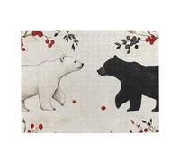 The Black And White Bears Looked At Each Other Puzzle in legno 500 pezzi Jigsaw Puzzle per adulti impegnativo puzzle per dimensioni del gioco 38,1 x 50,2 cm