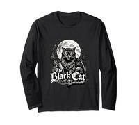 The Black Cat Gothic Vintage Horror Design Maglia a Manica