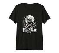 The Black Cat Gothic Vintage Horror Design Maglietta Premium