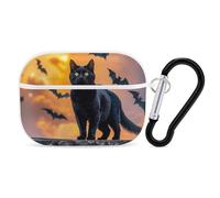 The Black Cat Is Pacing on The Roof AirPods Pro Custodia con anello portachiavi custodia rigida in PC protettiva per AirPods Pro di seconda generazione, per donne e uomini, facile da aprire