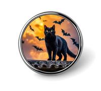 The Black Cat Is Pacing on The Roof Badge rotondo carino smalto spilla abbigliamento personalizzato decorazione unisex porta badge cappelli borse camicie Decor